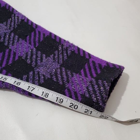 St. John for Neiman Marcus Plaid Purple Wool Knit Long Cardigan Coat Sz 10 VTG - Picture 8 of 8